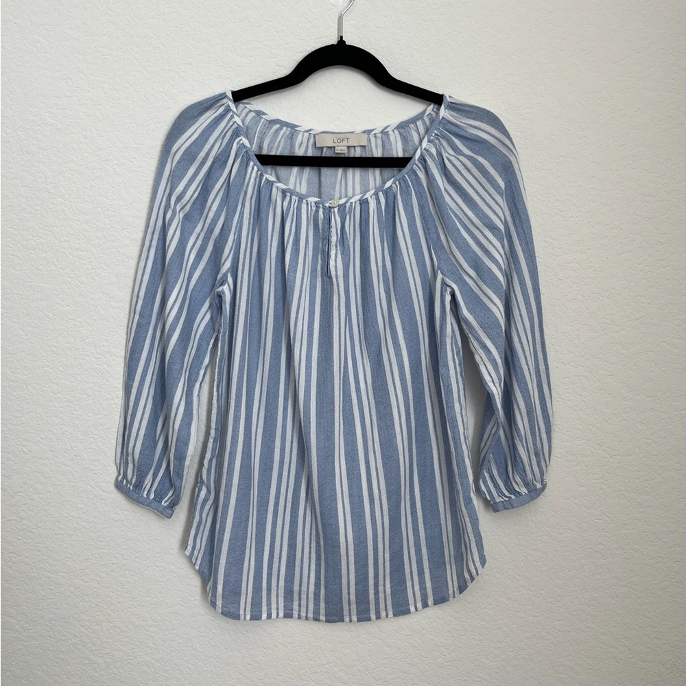LOFT blue & white striped blouse shirt top XS